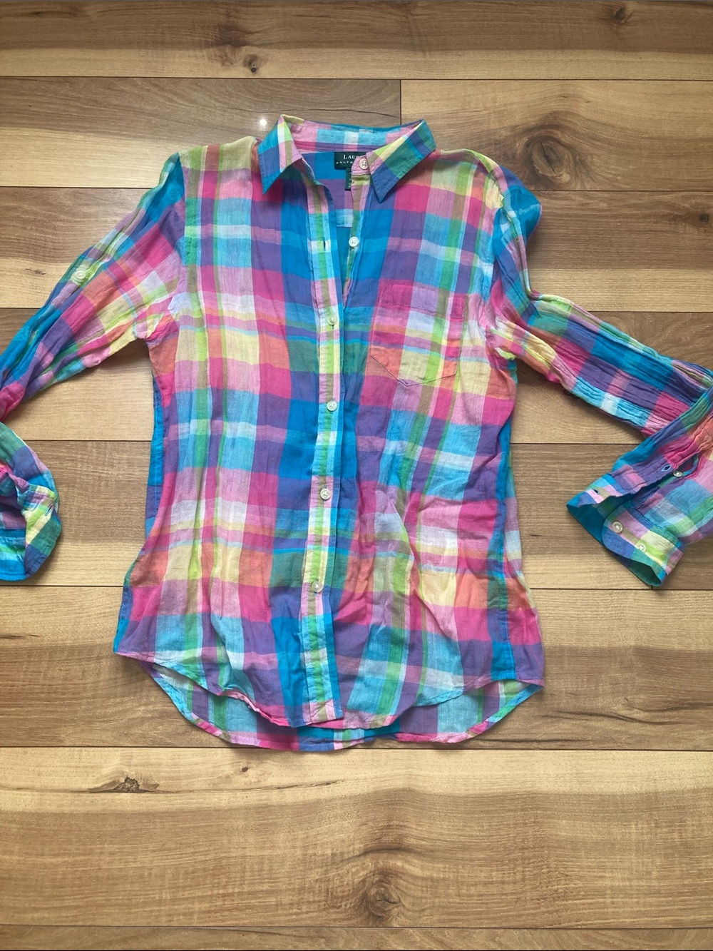 Lauren Ralph Lauren Vintage Bright 90s Colorway Madra Plaid Button Down Shirt